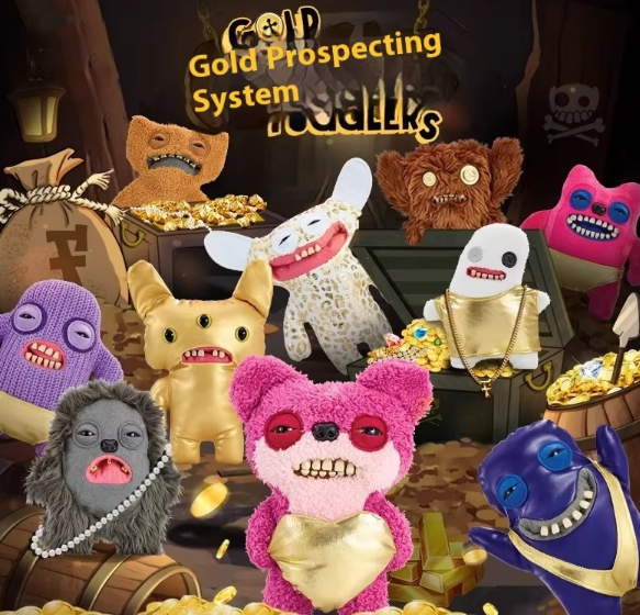 Genuine Budding Monster Funk Teeth Gold Rushy Series Ugly Cute Funny Ornaments Plush Doll