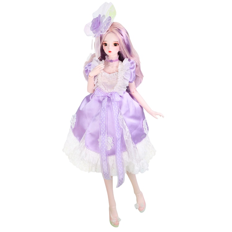Promotional Soft Purple Suger Bjd Girl Doll Toy With Dress Fairy Plush Doll